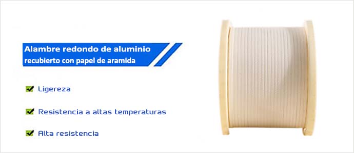 Alambre redondo de aluminio recubierto con papel de aramida